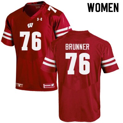 Women's Wisconsin Badgers NCAA #76 Tommy Brunner Red Authentic Under Armour Stitched College Football Jersey HF31X28SM